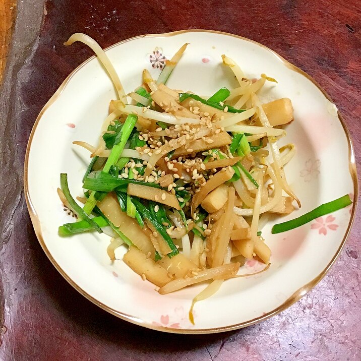 筍とニラとモヤシの焼き肉のタレ炒め。